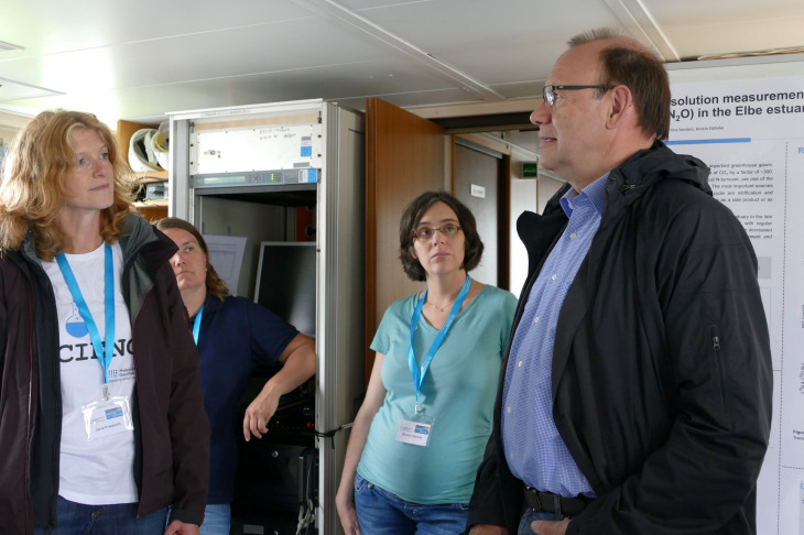 Dr. Rudolf Leisen informierte sich auf der PRANDTL über die Forschung in der Elbe.