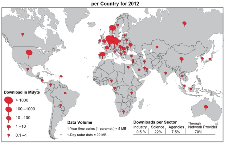 Zugriffe auf die COSYNA-Daten aus aller Welt. -Bild: Hereon-