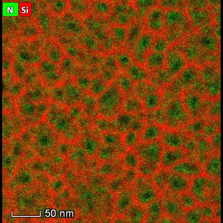 TEM-Aufnahme des npSi/PPy-Kompositmaterials (npSi = nanoporöses Silizium; Ppy = Polypyrrol). Bild: HZG/TUHH