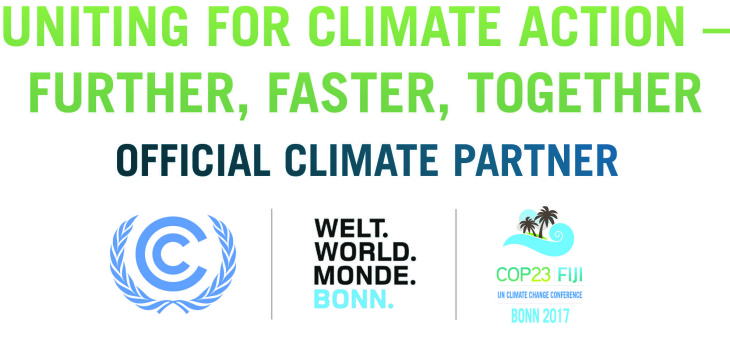 logo Uniting for Climate action- further, afster, together official climate Partner