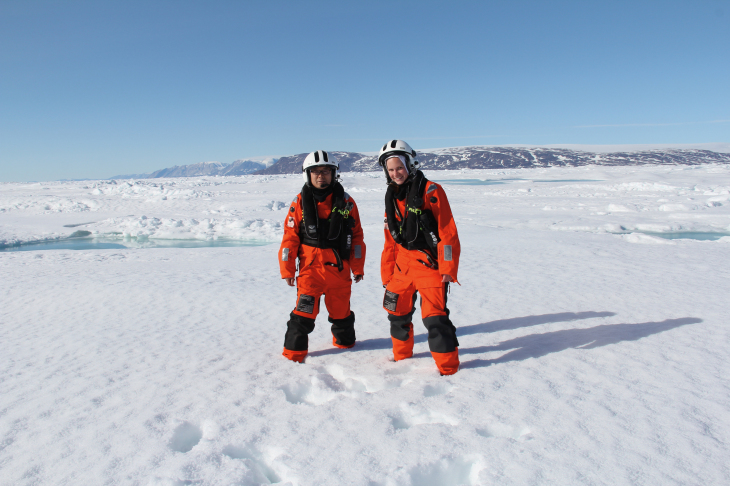 Dr Zhiyong Xie (left) and Hanna Joerss (right) in the Arctic. Photo: Alberto Garcia Dr Zhiyong Xie and Hanna Joerss in the Arctic.