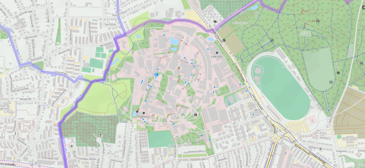 OpenCycleMap Cycle Route to the german electron synchrotron (DESY)