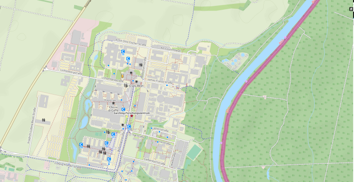 OpenCycleMap Fahrradroute zum  Forschungs-Neutronenquelle Heinz Maier-Leibnitz (FRM II)