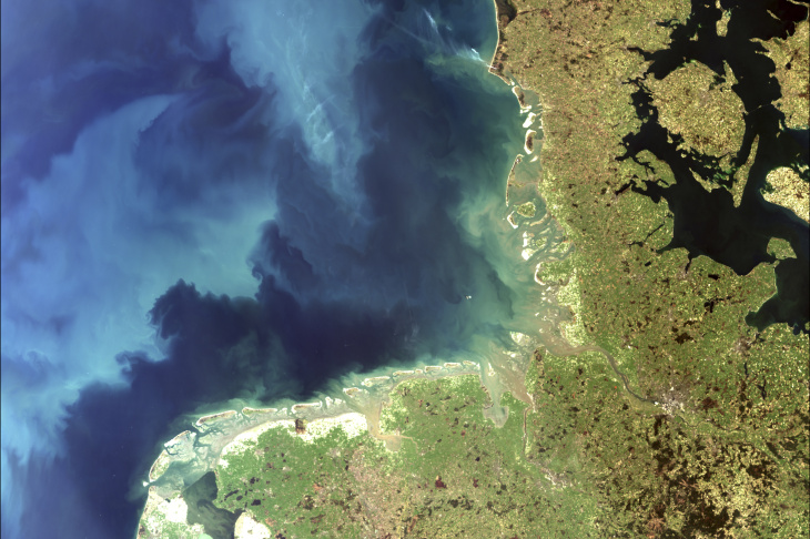 Satellitenbild der Nordsee und Norddeutschland 